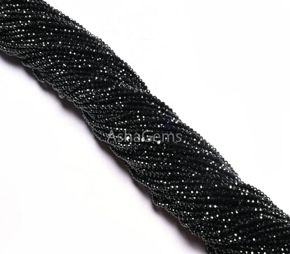 AAA Quality Natural Black Spinel Micro Cut Rondelle Faceted Gemstone Beads,2.5mm Coal Black Spinal machine Cut Tiny Spinel Bead Jewelry SALE