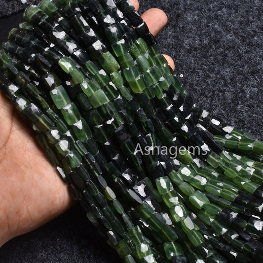 Beautiful Serpentine Fancy Chiclet Shape Beads,10"  Natural Shaded Green Serpentine Faceted rectangle Beads Jewelry Briolette Gemstone Sale
