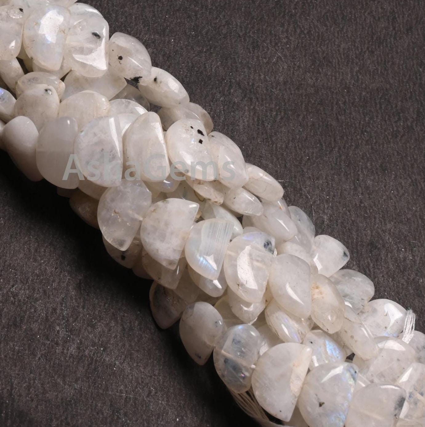 Beautiful Rainbow Moonstone fancy D Shape Smooth Gemstone beads,9"Blue Fire rainbow moonstone Half moon Straight drill handmade Bead Jewelry