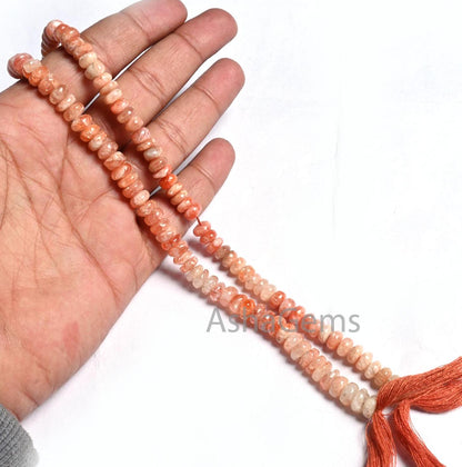 Natural Sunstone Smooth Rondelle shape beads, Shaded Sunstone Plain Handmade Gemstone Loose Beads, Sunstone beads Jewelry making Crafts SALE