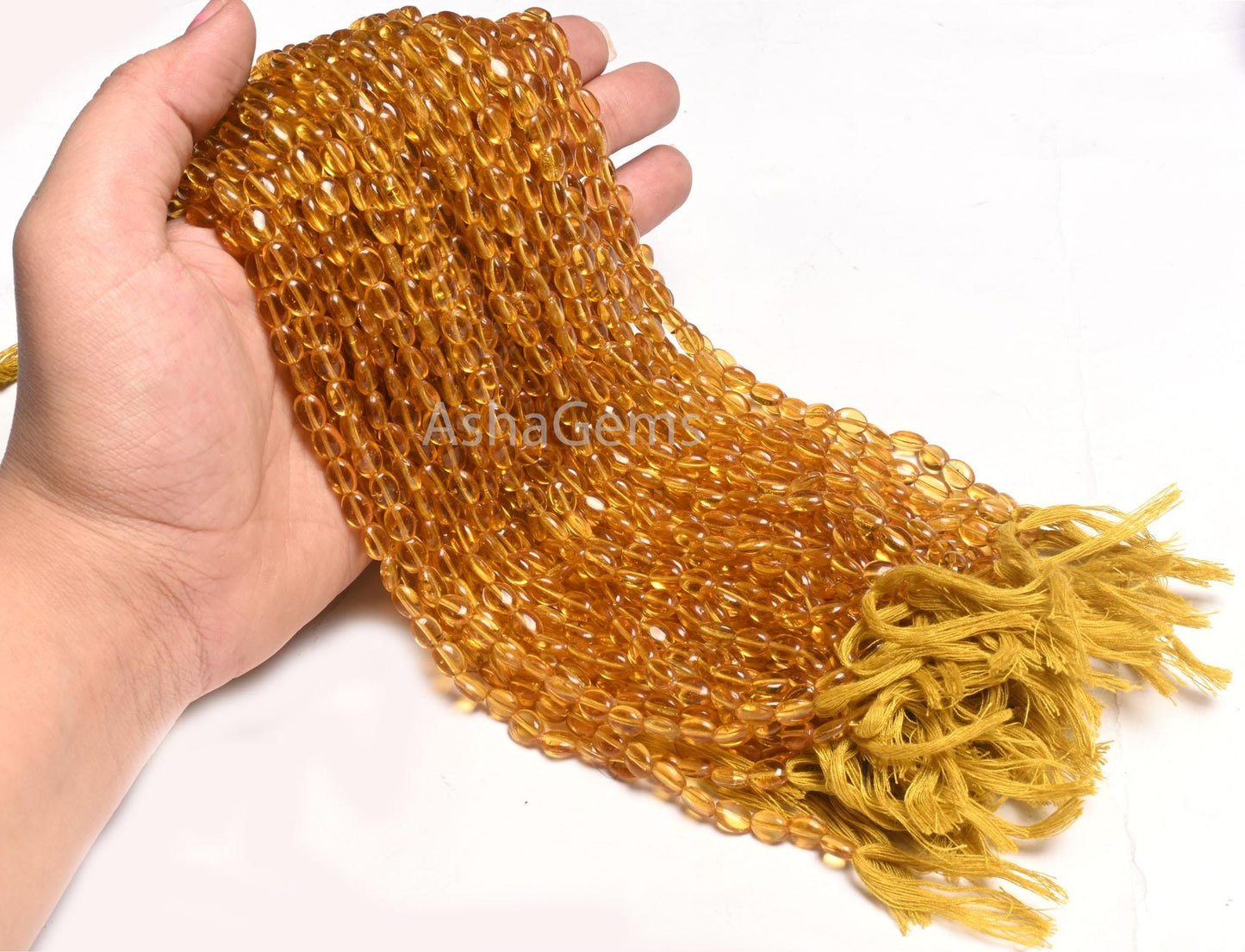 6-8 mm Fine Golden Yellow Quartz Color Hydro Smooth Oval Shape Beads,13" Strand Yellow Hydro Plain handmade Oval Beads Jewelry making Crafts