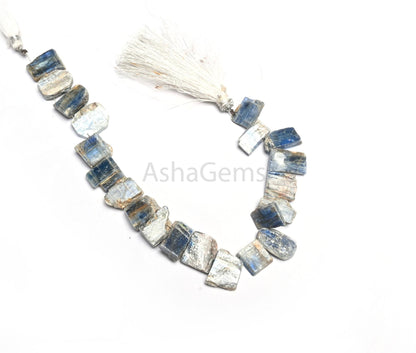 Beautiful Kyanite Smooth Raw Slice Uneven Beads,8"Strand natural Blue Kyanite Flat Rough Unshape Gemstone Kyanite Beads Jewelry Making Craft