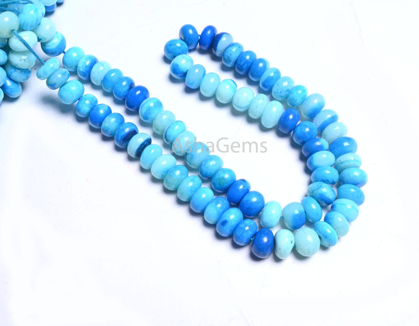 AAA Quality Lake Blue Opal Smooth Rondelle Beads, Shaded Blue opal Beads, Beautiful Opal Plain handmade Gemstone Loose Bead Necklace Jewelry