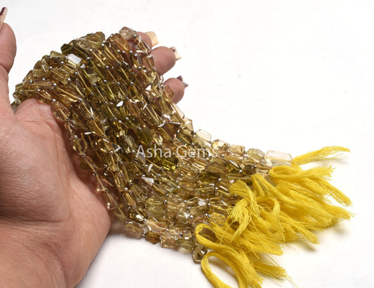 Natural Lemon Quartz Faceted Nugget Gemstone Beads, AAA Yellow Lemon Uneven Nugget Straight Drill Bead, Lemon Quart Bead Jewelry Making SALE