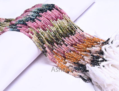 Fine Tourmaline Faceted Rondelle Tiny Gemstone Loose Beads,2.5mm Natural Multi Tourmaline Micro machin Cut Real Tourmaline bead Jewelry SALE