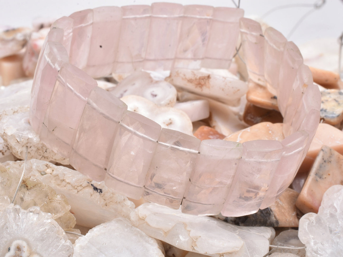 Beautiful Rose Quartz Fancy Chiclet Shape Beads, Natural Pink Rose QuartzFaceted Rectangle Beads For Bracelet, Jewelry Making, Rose Quartz