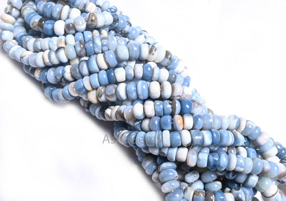 Blue Boulder Opal Smooth Rondelle Shape Gemstone Beads, Fine Blue Opal Beads Strand Boulder Opal Plain Handmade Gemstone Beads Jewelry SALE  (AG 12319)