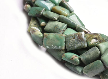 Natural Green Chrysoprase Smooth Chiclet Beads,15"Strand Chrysoprase Beads Gemstone Fancy Handmade Uneven Rectangle Straight Drill Bead SALE