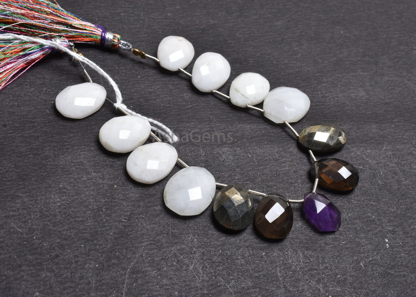 Beautiful Multi Color Stone Fancy Egg Shape Faceted Beads,10x15-15x20mm Mix Gemstone Fancy Egg Oval Side Drill Briolette Bead Jewelry Making