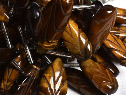Natural Tiger Eye Carve Pears Shape Beads, Beautiful Brown Tiger Eye Carved Teardrop Beads, Gemstone Fancy Carving Beads For Jewelry Makings