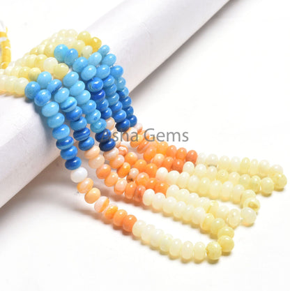 AAA Multi Color Shaded Opal Smooth Rondelle Beads, Rainbow Opal Beads, Disco Opal Plain Handmade Gemstone Loose Bead Jewelry Handicraft SALE