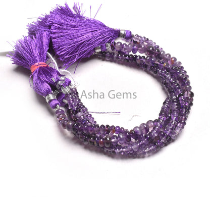 Fine Quality Shaded Purple Amethyst Smooth Rondelle Beads, Natural Amethyst Plain Handmade Gemstone Loose Bead Amethyst Jewelry Making Craft