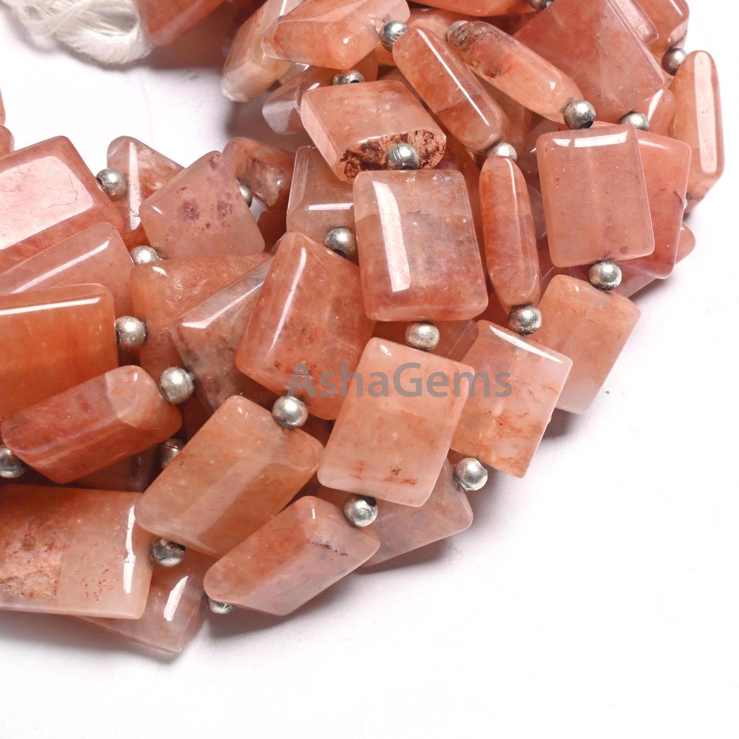 Beautiful Peach Quartz Rectangle Shape Smooth Gemstone Beads,9" Pink Quartz Fancy Chicklet Straight Drill Handmade Beads Jewelry Crafts SALE