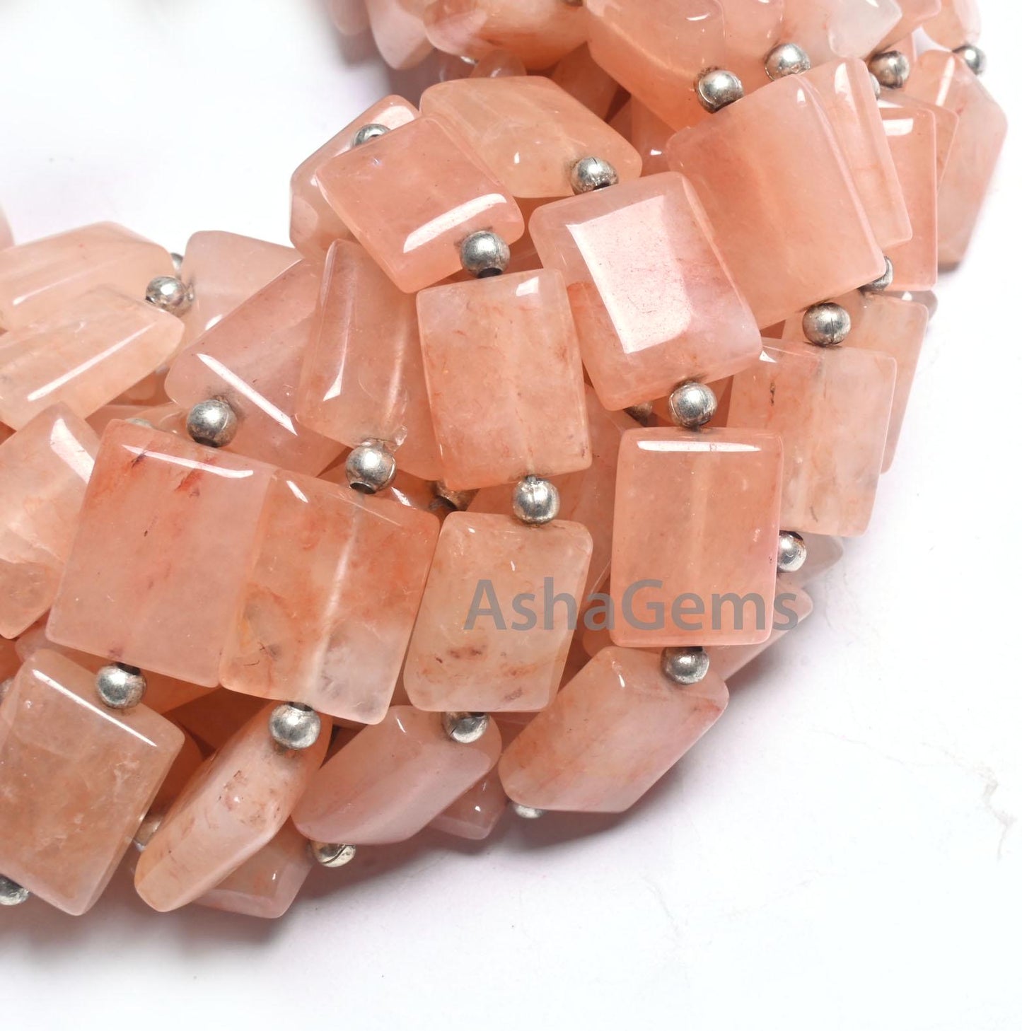 Light Peach Quartz Smooth Rectangle Handmade Beads, Beautiful Pink Quartz Fancy Chicklet Shape Straight Drill Gemstone Beads Jewelry Makings