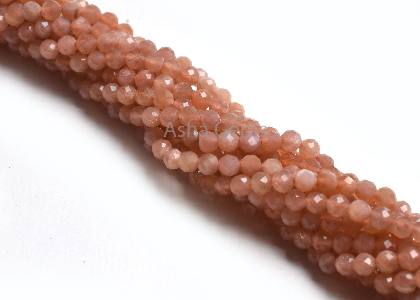 3.25 mm Natural Peach Moonstone Machine Cut Beads,13" Strand Moonstone Micro Cut Faceted Roundelle Gemstone Bead, Peach Moonstone Bead SALE
