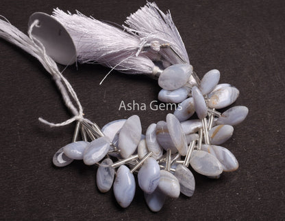 Natural Blue Lace Agate Uneven Marquise Shape Beads, Blue Lace Agate Handmade Marquise Briolette Gemstone Bead, Blue Lace Agate Bead Jewelry