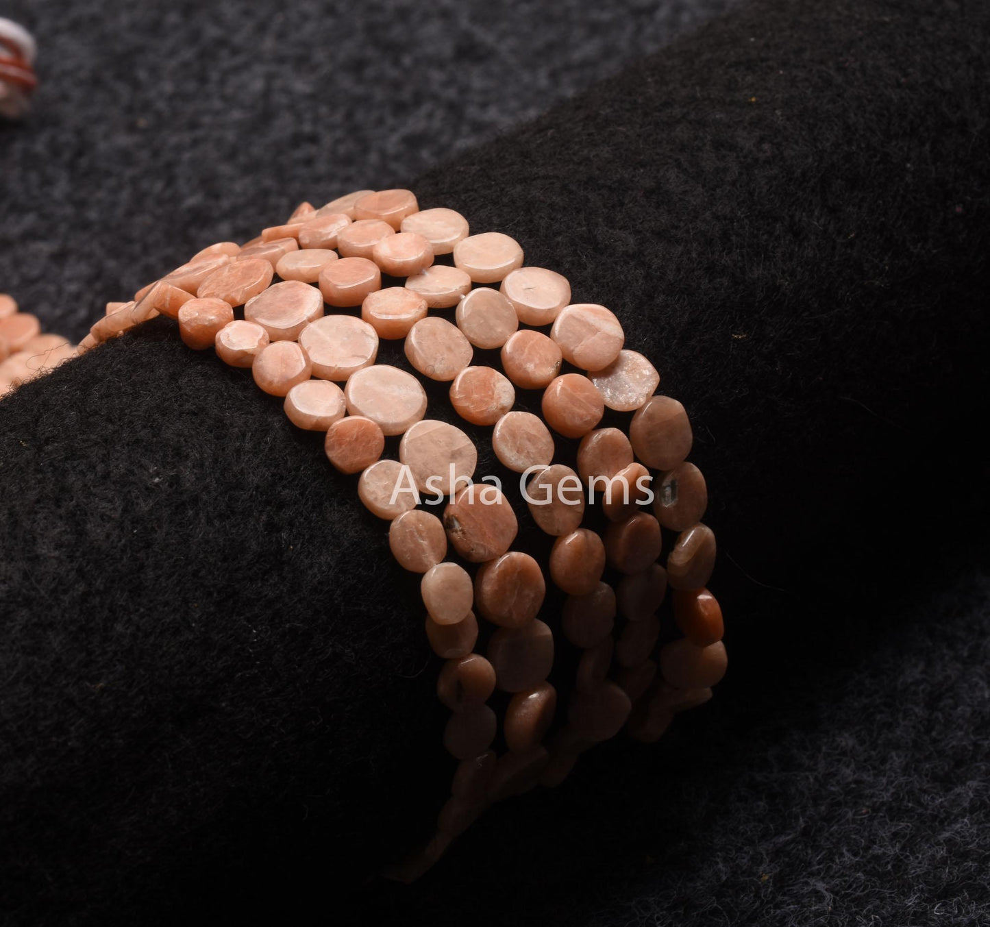 Beautiful Peach Moonstone Smooth Flat Coin Handmade Gemstone Loose Beads,13" Moonstone Straight Drill Uneven Shape Coin Beads Jewelry Crafts