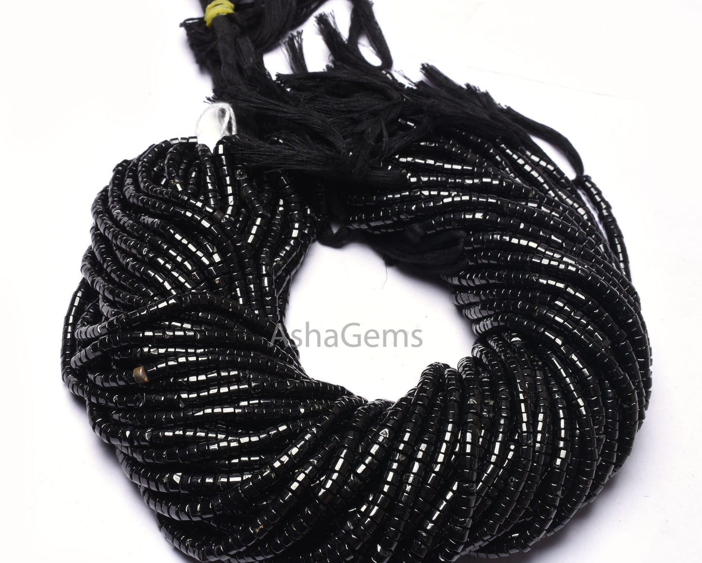 AAA Quality Black Spinel Smooth Wheel Shape Beads, Spinel Tyre Beads,4,5 mm Black Gemstone Center Drill Beads For Necklace Jewelry Making