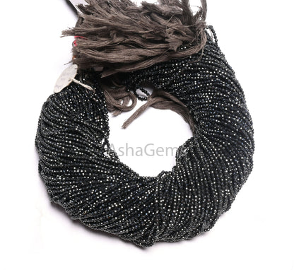 AAA Spinel Grey Coated Faceted Micro Cut Rondelle Gemstone Loose Beads,2.2 mm Black Spinel Diamond Coated Machine Cut Spinal Beads Jewelry