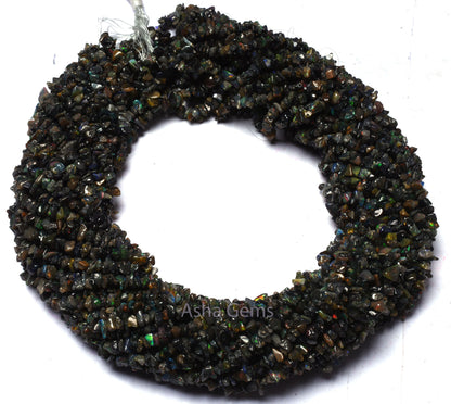 Beautiful Black Ethiopian Opal Uncut Chip Beads, Welo Fire Ethiopian Opal Smooth Raw Polish Beads, Flashy Opal Gemstone Beads For Jewelry
