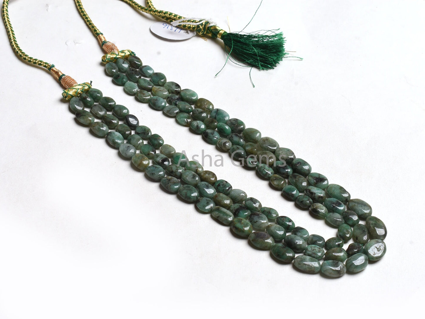 Natural Emerald Smooth Oval Shape Gemstone Beads 3 Strand Necklace,8x10-10x15 mm Green Sakota Emerald Uneven Oval Beads Emerald Bead Jewelry