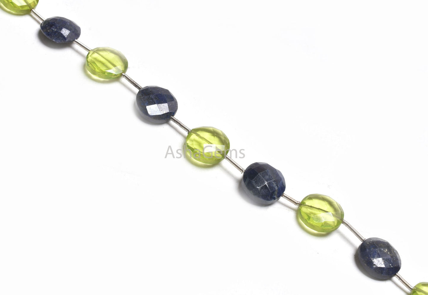 Beautiful Lapis Lazuli+ Peridot Hydro Faceted Coin Shape Gemstone Beads,11mm Multi Color Stone Coin Straight Drill Bead Jewelry Making Craft