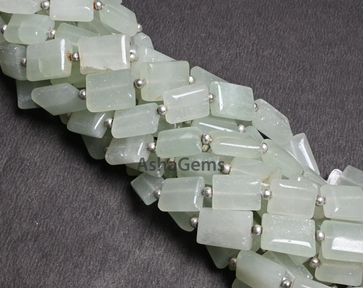 Light Green Aventurine Smooth handmade Rectangle Shape Beads,9" Fine Aventurine Chicklet Straight Drill Gemstone Margaj Beads Jewelry Crafts