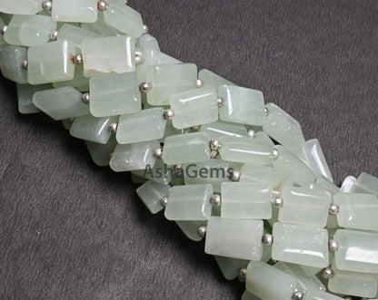 Light Green Aventurine Smooth handmade Rectangle Shape Beads,9" Fine Aventurine Chicklet Straight Drill Gemstone Margaj Beads Jewelry Crafts