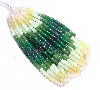 AAA Quality Mix Quartz Smooth Rondelle Beads,8 mm Shaded Army Green Multi Color Gemstone Roundelle Jade Quartz Beads Jewelry Craft Necklace (AG 12309 )