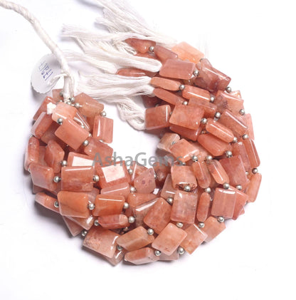 Beautiful Peach Quartz Rectangle Shape Smooth Gemstone Beads,9" Pink Quartz Fancy Chicklet Straight Drill Handmade Beads Jewelry Crafts SALE