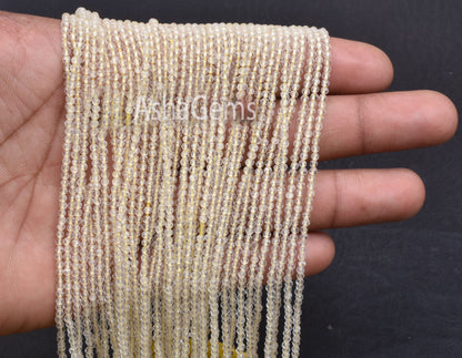 13"Strand Natural Lemon Quartz Micro Cut Rondelle Faceted Gemstone Beads Tiny 2.5 mm AAA Quality Lemon Machine Cut Beads Jewelry Making SALE