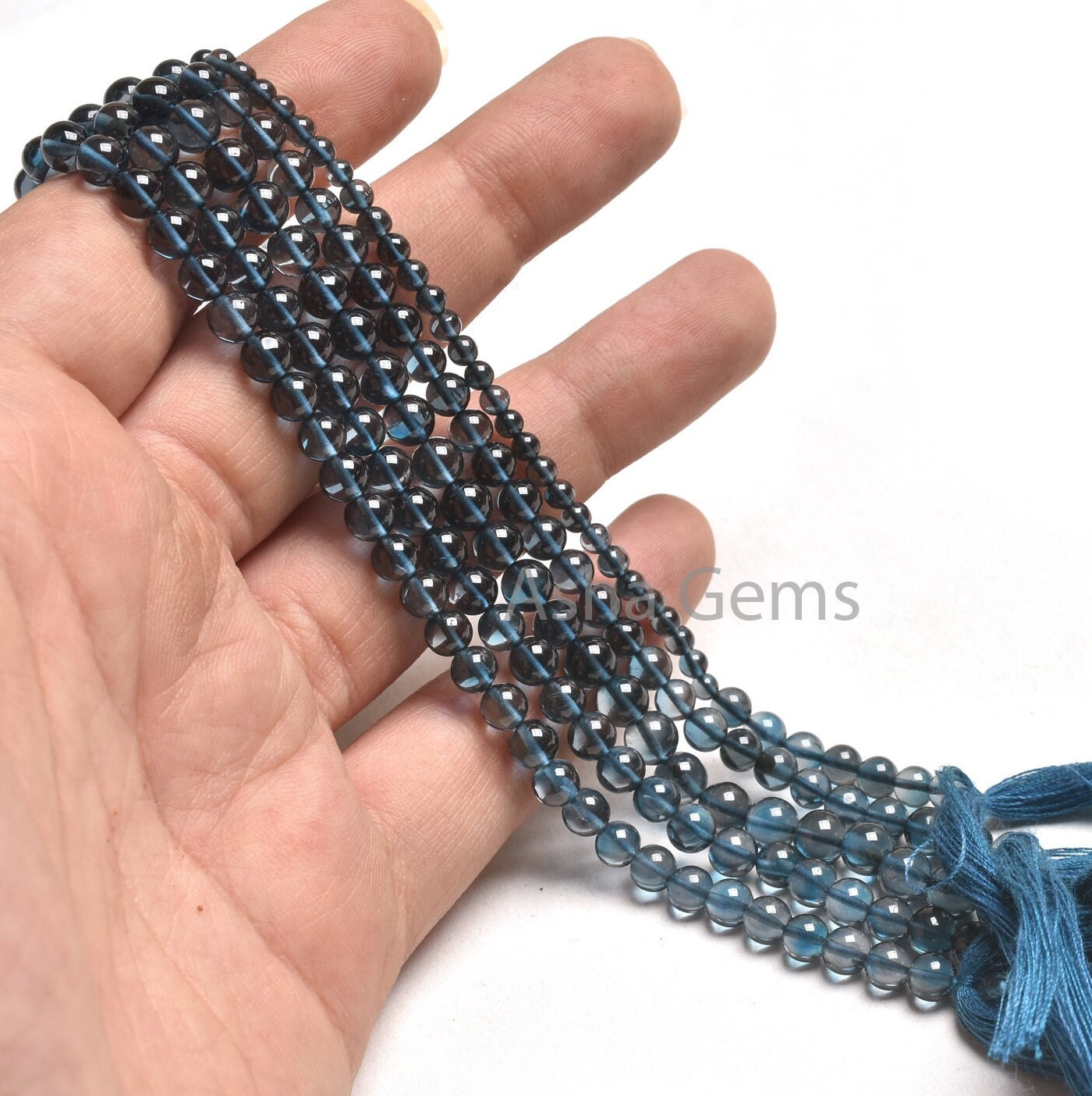Genuine London Blue Topaz Smooth Round Shape Gemstone Beads,10"Strand Blue Topaz Bead, AAA London Blue Topaz Round Ball Beads Jewelry making