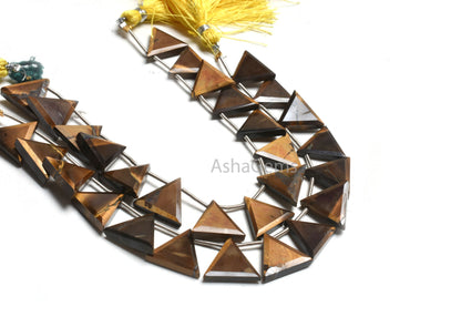 Beautiful Tiger Eye Trillion Shape Faceted Beads,13-15mm Natural Tiger Eye Fancy Side Drill Triangle Gemstone Bead Jewelry making Craft SALE