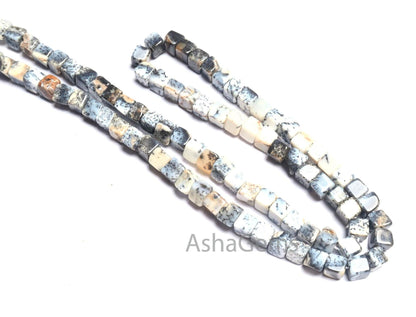 Fine Quality Dendrite Opal Smooth 3D Cube Box Shape Beads,8/16" Natural Dendritic opal Plain Handmade Cube Gemstone Beads Jewelry Craft Sale