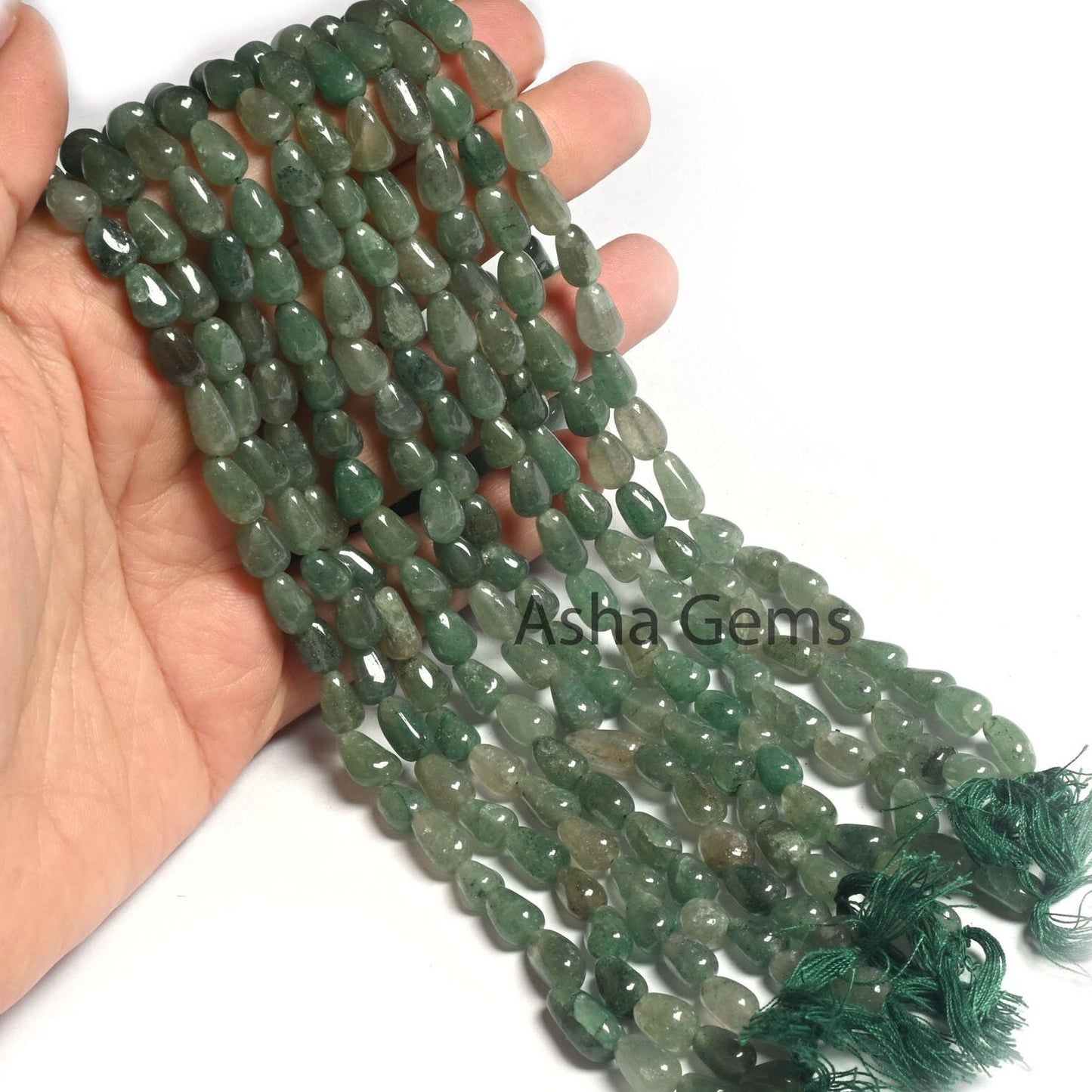 Green Aventurine Smooth Drop Shape Handmade Gemstone Beads,13" Strand Shaded Green Margaj Uneven Teardrop Straight Drill Beads Jewelry SALE