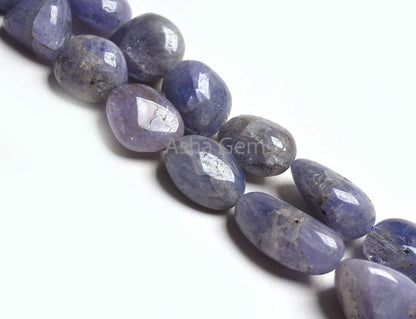Natural Tanzanite Smooth Uneven Shape Nugget Beads,1 Strand Necklace Tanzanite Bead,11x15-14x20 mm Blue Tanzanite Plain Tumble Gemstone Bead