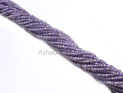 Fine Quality Mud Blue Zircon Rondelle faceted Micro Cut Beads,12.5" Cubic Zircon machine Cut Beads,3.2 mm Zircon Bead Necklace Jewelry Craft