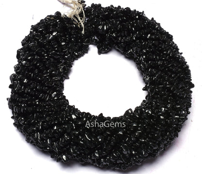 34"Strand Natural Black Spinel Uncut Chips Beads Gemstone Black Spinal Raw Rough Nugget Beads, Spinel Beads Uneven Uncut Chip Jewelry Crafts