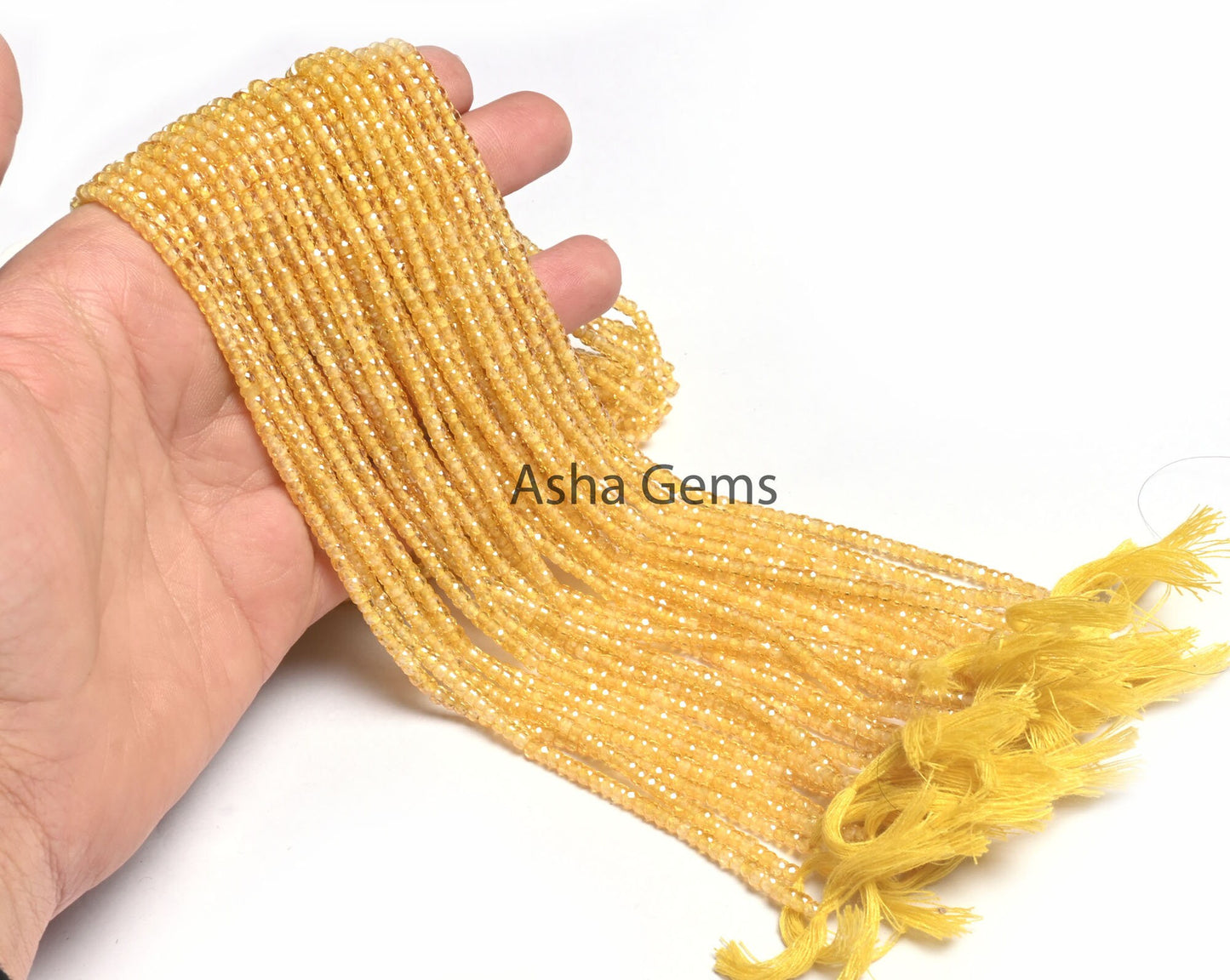 15" Strand Beautiful Yellow Zircon Micro Cut Beads,3 mm AAA pastel Yellow Cubic Zirconia Rondelle Faceted Gemstone Zircon Bead Jewelry Craft