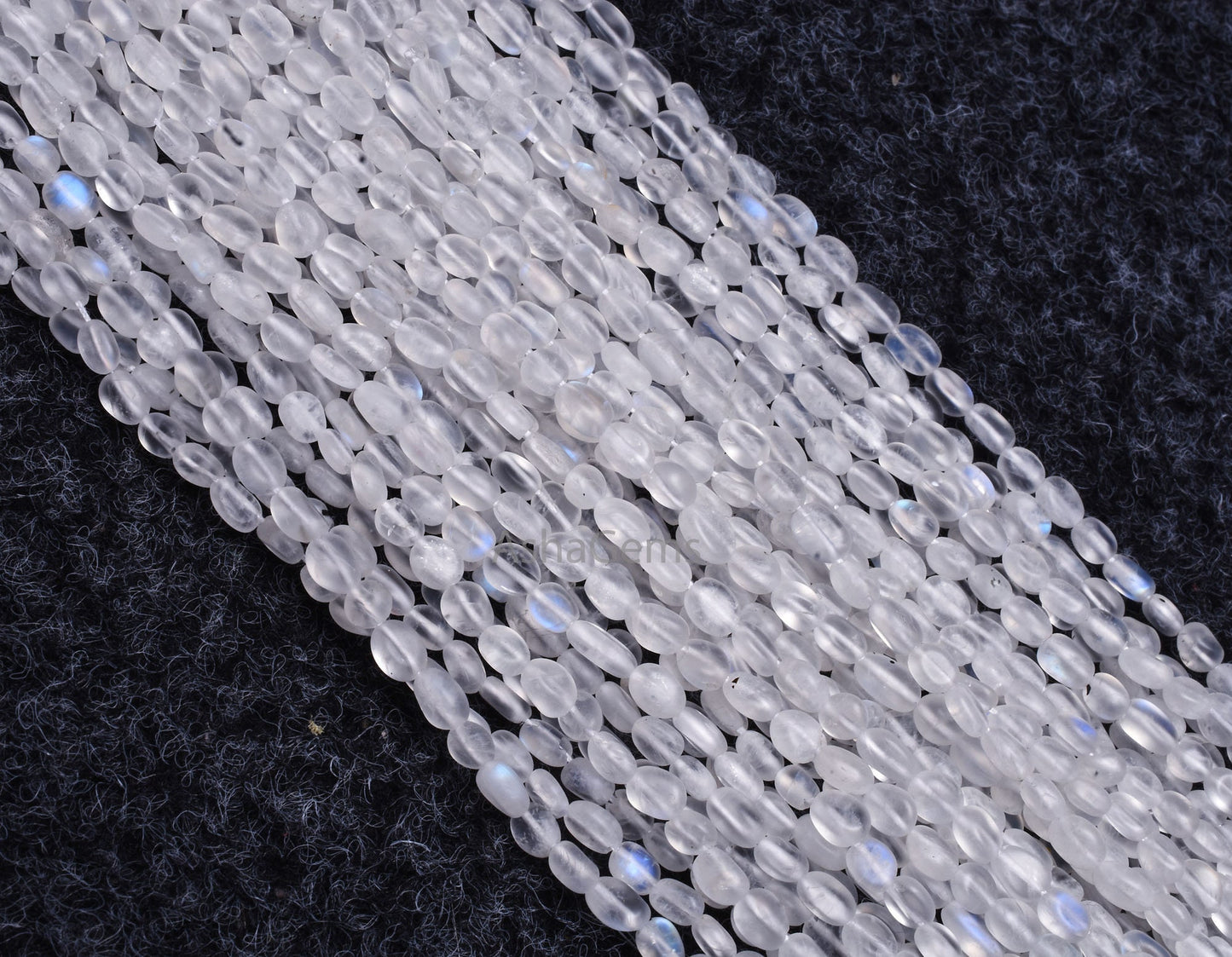 Blue Fire Rainbow Moonstone Smooth Mat Finish Oval Beads,13"Strand Natural White rainbow Moonstone handmade Uneven Oval Beads Jewelry Making (AG 6568 )
