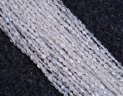 Blue Fire Rainbow Moonstone Smooth Mat Finish Oval Beads,13"Strand Natural White rainbow Moonstone handmade Uneven Oval Beads Jewelry Making (AG 6568 )