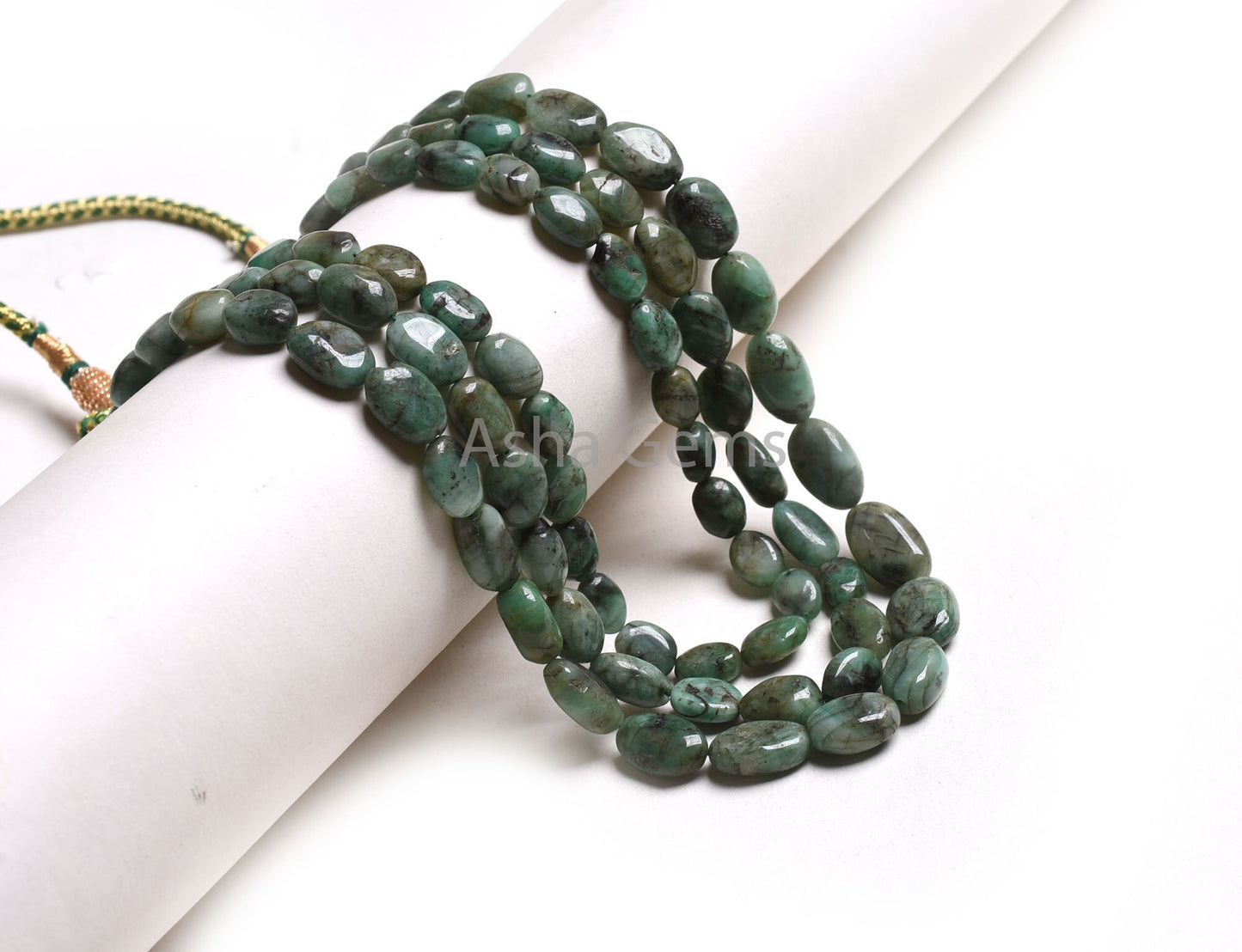 Natural Emerald Smooth Oval Shape Gemstone Beads 3 Strand Necklace,8x10-10x15 mm Green Sakota Emerald Uneven Oval Beads Emerald Bead Jewelry