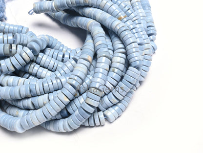Beautiful Blue Oregon Opal Smooth Tyre Shape Gemstone Beads, AAA Blue Opal plain Flat wheel, Heishi Tyre Opal Bead Jewelry Making Craft SALE