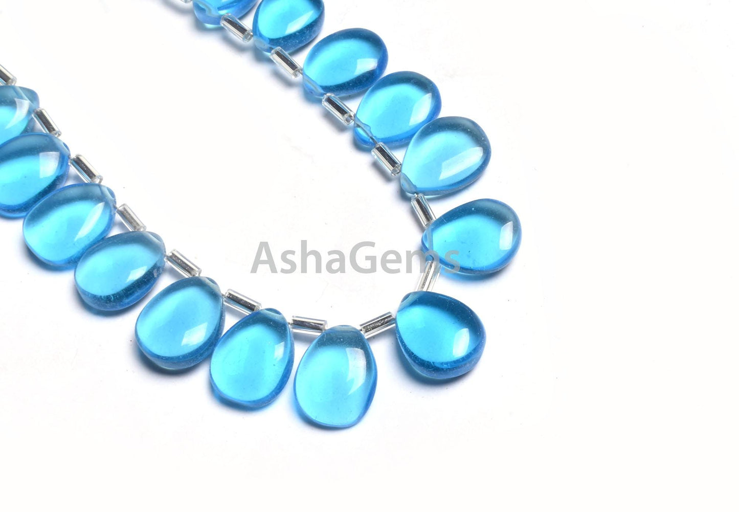Beautiful Swiss Blue Topaz Color Hydro smooth Pears Handmade Beads, AAA Quality Blue Hydro Flat Teardrop Side Drill beads Jewelry Craft SALE