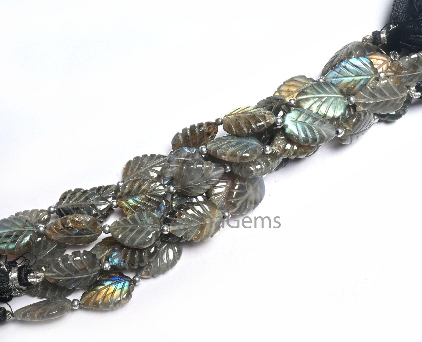 Fine Labradorite Fancy carving Leaf Shape Straight Drill Beads, Natural Flash labradorite handmade Carved Pear Gemstone Beads Jewelry Crafts