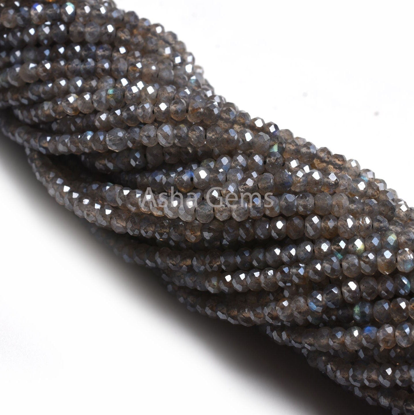 3.5mm AAA Labradorite Beads, Silver Coated Labradorite Micro Cut Faceted Rondelle Beads, Labradorite Machine Cut Gemstone Loose Bead Jewelry