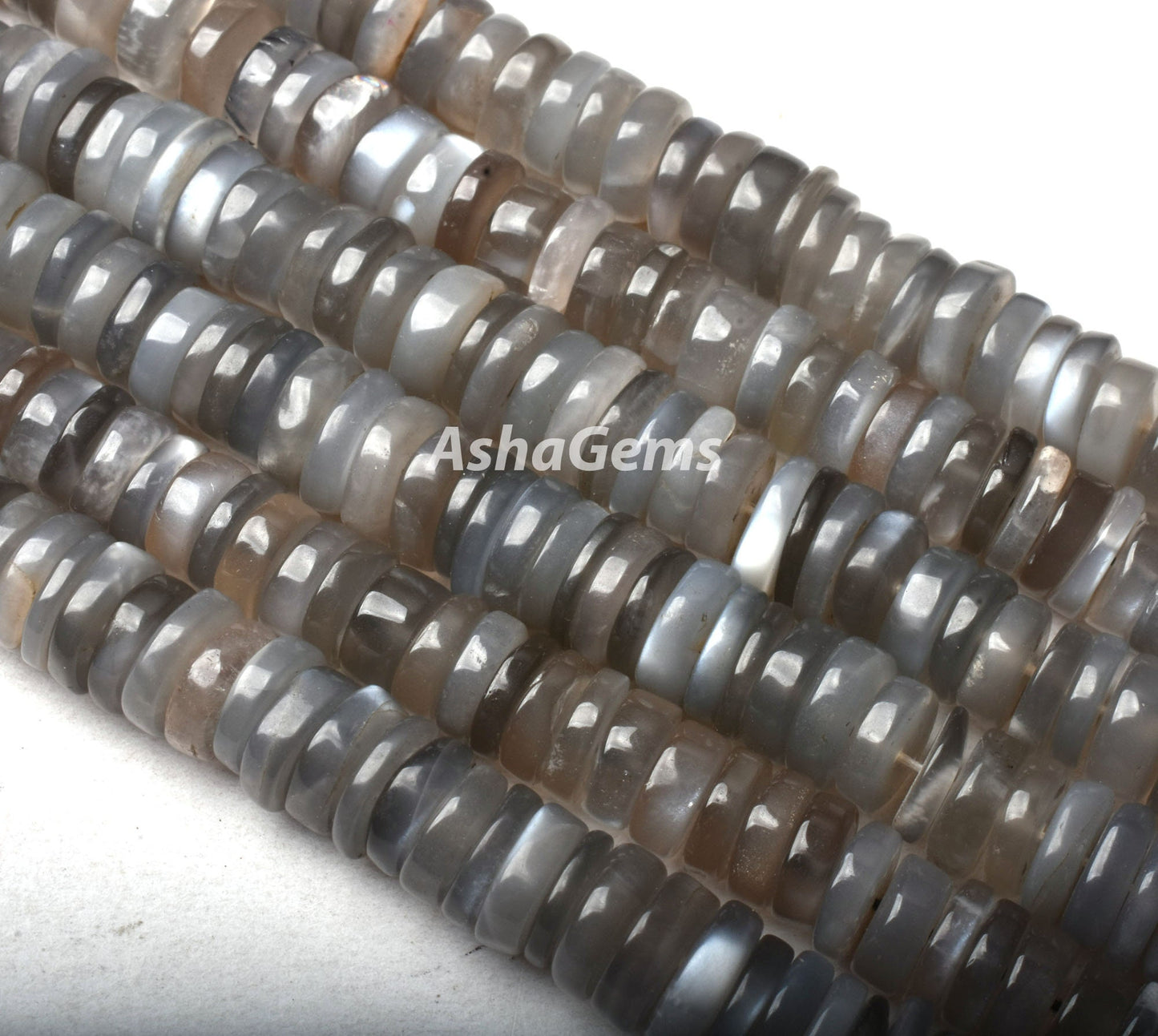 Beautiful Grey Moonstone Tyre Shape Gemstone Beads,16" Strand Natural Grey Moonstone Smooth Heishi Tyre Beads, AAA Moonstone Beads Jewelry