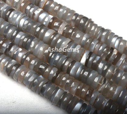 Beautiful Grey Moonstone Tyre Shape Gemstone Beads,16" Strand Natural Grey Moonstone Smooth Heishi Tyre Beads, AAA Moonstone Beads Jewelry