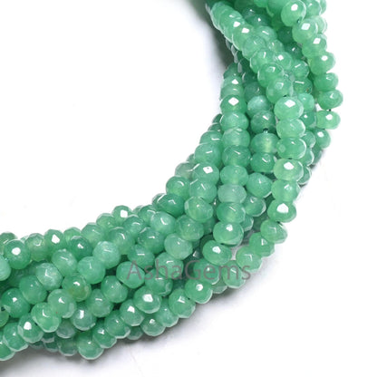 6 mm Beautiful Green Jade faceted Rondelle Beads,7/14" Fine Tree Green Jade Quartz machine cut Gemstone Loose Bead Jewelry Making Craft SALE