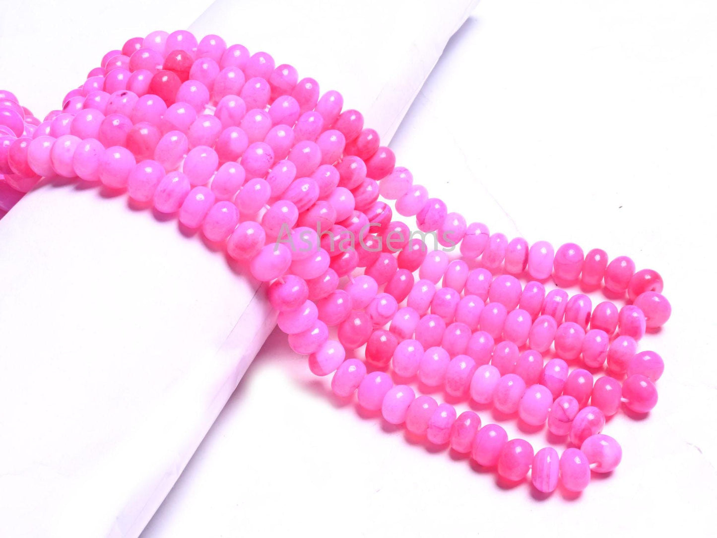 9mm Beautiful Queen Pink Opal Smooth Rondelle Beads,8/16" Strand AAA Hot Pink Opal Shaded Handmade Gemstone Opal Beads Necklace Jewelry SALE